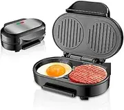 Breakfast Sandwich Maker, 1000W Egg Burger Maker with Indicator Light, Mini Electric Round Griddle for Individual Pancakes, Cookies, Eggs & Breakfast, Lunch & Snacks