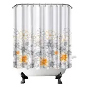 Orange Flower Shower Curtain Grey and Orange Floral Bathroom Decor with Hooks...
