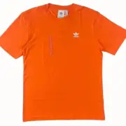 Adidas Originals Essential Orange Tee Trefoil Logo Short Sleeve Crew NEW Small