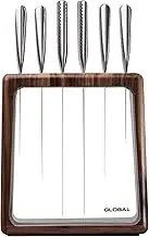 Global Hashira 7-Piece Japanese Knife Block Set, Made in Japan, Walnut Storage Block