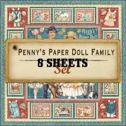 GRAPHIC 45 "PENNY'S PAPER DOLLS" 8(12X12 PAPERS FAMILY RETIRED SCRAPJACK'S PL