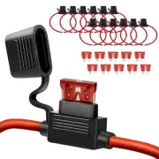 10 Pack 16 AWG Inline Fuse Holder, 12 Volts Fuse Holder for 10A Blade Fuse