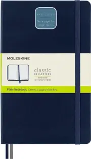 Expanded Plain Classic Hard Cover Notebook, Large, Sapphire Blue