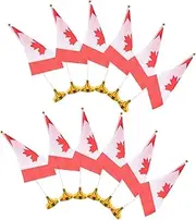 Operitacx Canada Day Decorations 12pcs Small Canada Flags with Pole and Base Canadian Table Flag for Decorations