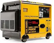 GENPOWER 7kW Peak 5kW Rated Commercial Diesel Generator, Electric Key Start, 1 x 20A 415V 3 Phase, 3 x 15A 240V