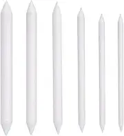 6 Piece Paper Wiper Set, Blending Stump and Tortillion Art Paper Mixing Stumps and Tortillions Set Mixer Student Sketch Drawing Tools Carbon Drawing Double Head Pen (White)