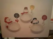 Hallmark Condiment Set with Spoons Snowmen Holiday Christmas 6 Piece Set.