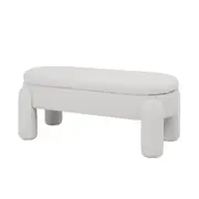 Lonea Bouclé Upholstered Bench w/ Storage Eggshell White