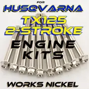 Works Nickel ENGINE Bolt Kit for Husqvarna TX125 | Nickel Plated w/Titanium look