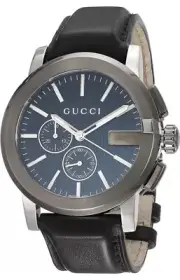 GUCCI G-Chrono Black Dial Black Leather Men's Watch YA101205 ($1820 MSRP)