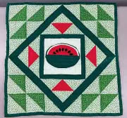 Hand Quilted Wall Hanging Applique Watermelon Flying Geese Approx 23 X 23 Inch