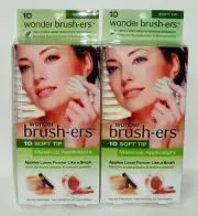 2 Box WONDER BRUSH-ERS Make Up Applicators Loose & Mineral Powders SOFT TIP 20ct