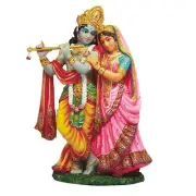 Pacific Giftware PTC 8 Inch Krishna and Radha Mythological Indian Statue Figu...