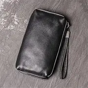 [DLUXCA] Wallet Men's Mobile Phone Bag Soft Leather Long Clutch Retro Women's Wallet Clutch Bag