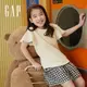 Gap 女童裝 純棉素色荷葉邊短袖素T-米黃色(853055)