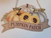 14" inch "PUMPKIN PATCH" Wooden Autumn/Fall Hanging Wall/Door Decor Art Sign