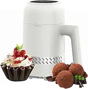Ice Cream Maker Machine 6-in-1 Smart with Led Display - 300ml No Pre-Cooling & 90-min Quick Freeze, Ultra Quiet Dessert Maker for Family Kids DIY (bpa-Free, White)