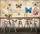 3D Floral Butterfly Wallpaper Wall Mural Removable Self-adhesive 1100