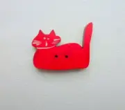 Red Cat Hand Painted Button 30mm (per 4 buttons)