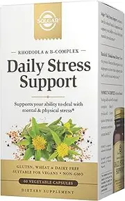 Solgar Daily Stress Support, 60 Vegetable Capsules – Build Resistance to Stress & Mental Fatigue – Support Ability to Stay Calm – Contains Clinically-Studied Rhodiola & B-Complex, Non-GMO, 60 servings
