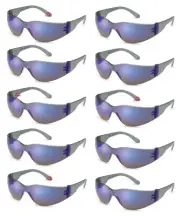 10 Pair/Pack Box Gateway Starlite Blue Mirror Safety Glasses Sun Z87+ Wholesale