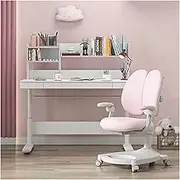 Lifting Kids Desk and Chair Set, Posture Corrector Chair with Universal Wheels, Writing Table for Dormitory/Living Room/Bedroom