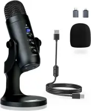 USB Microphone, PC Computer Gaming Streaming Mic with RGB Light, Plug & Play Ga