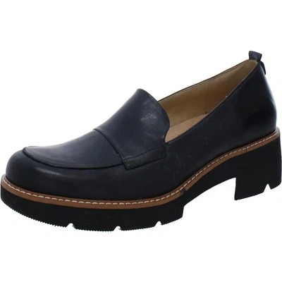 Naturalizer Womens Darry Black Loafer Heels Shoes 8 Narrow (AA,N) BHFO 8823