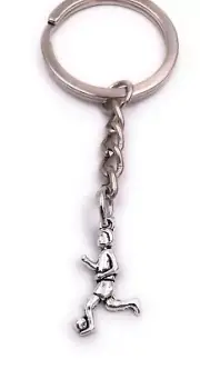 Soccer Player Sports Ball Football Keychain Pendant Silver Made of Metal