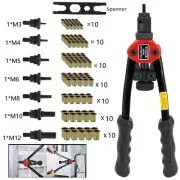 Professional 78PCS Hand Nut Tool M3- M12 Repair Kit Riveter Riveter Gun Mandrels