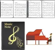 MUDOR 4 Pages Expand Sheet Music Folder for Piano, 8.5x11 inch Sheet Music Binder, 60 Pockets Capacity,Sheet Music Holder Allow Annotations,Spiral Sheet Music Binder Storage Organizer