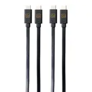 2PK Go Travel Dual USB-C Cable Data Sync Connector for LG/Samsung Galaxy S9+ BLK