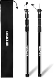 KOMCLUB Telescoping Tarp Poles,Adjustable Tent Poles for Tarp,Heavy-Duty Design,Portable & Lightweight Fiberglass Tent Poles for Shelter,Camping, Awning, 4 Sections Adjustable to 98.51 in(Set of 2)