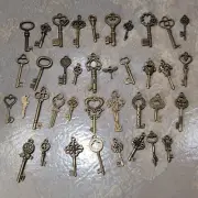 38 Pcs Mixed Skeleton Keys in Antique Style Bronze Vintage Key Charms FREE SHIP