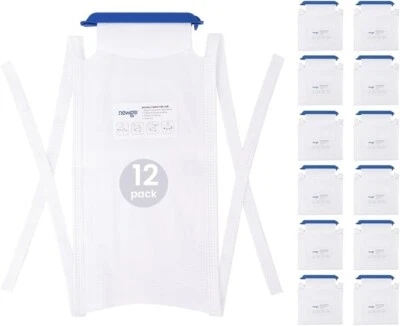 NEWGO Refillable Ice Bags With Easy Clamp Closure - 12 Pack - 8x13" First Aid