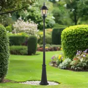 Traditional Exterior Lamp Post Light Aluminium in Black 2230mm High