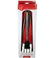 Grand Gourmet 3-Piece Barbecue BBQ Stainless Steel Tool Set, Turner, Tong, Brush