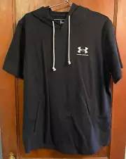 Under Armour Black Short Sleeve Pull-Over Hoodie Men's Size XL Loose Fit NWT