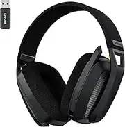 BINNUNE Wireless Gaming Headset with Flip Microphone for PC, PS4, PS5, Playstation 4 5.2.4GHz Wireless Bluetooth USB Gaming Headphones with Microphone for Laptop, 48h Battery Life