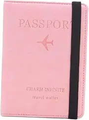 [FRCOLOR] 1PC RFID Passport Wallet PU Leather Holder for Women Multi Functional Travel Storage Bag Pink for Passport Id Cards Friends