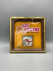 VINTAGE Jiffy Frame 5x5 Needlepoint Retro Wood 70s Sunset Design, #F-55GT NOS