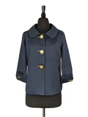 Bob Mackie Navy Blue 3/4 Sleeve Lined Button Up Jacket Size XS