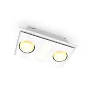 Atom Lighting Buffalo 2LT 10W LED High Velocity Bathroom 3-in-1 Heater, Exhaust & Light - White - Tri-Colour