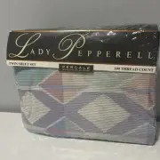 TWIN 3pc Set "Opus Pastel" Percale Sheets by Lady Pepperell Vintage Geometric