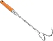 GANAZONO Heavy Duty Stainless Steel Meat Hook Flipper Comfortable Non Slip Handle Reinforced Hook for Safe Grilling for Ribs Steaks Tenderloins and Chicken Cooking