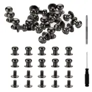 30 Pcs Round Head Button Studs 8mm Leather Punch Screwdriver, Silver