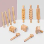 新品12件套滾輪印章遊戲兒童木製木頭工具擀麵杖玩具