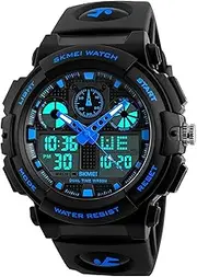 [findtime] Men's Watch Sport Large Face Military Wrist Watch Outdoor Stopwatch Alarm 5ATM Waterproof Digital Watches for Men LED Backlight Tactical Watch