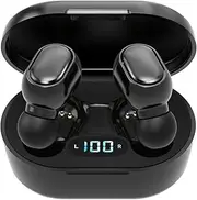 E7S BT5.0 Wirel Headphones Auto Pa g Sound IPX7 300mAh Charge Box Power Display Black
