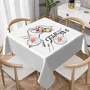 Father's Day Table Cloth 54 x 54 Inch Square Tablecloth Stain Resistant Picnic Polyester Table Cover Washable for Kitchen, Dining Room, Camping, Picnic
